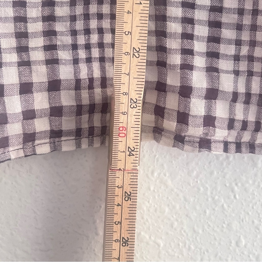 Eileen Fisher 3/4 Sleeve 100% Linen Top Blouse‎ Size SP Brown White - Picture 2 of 8